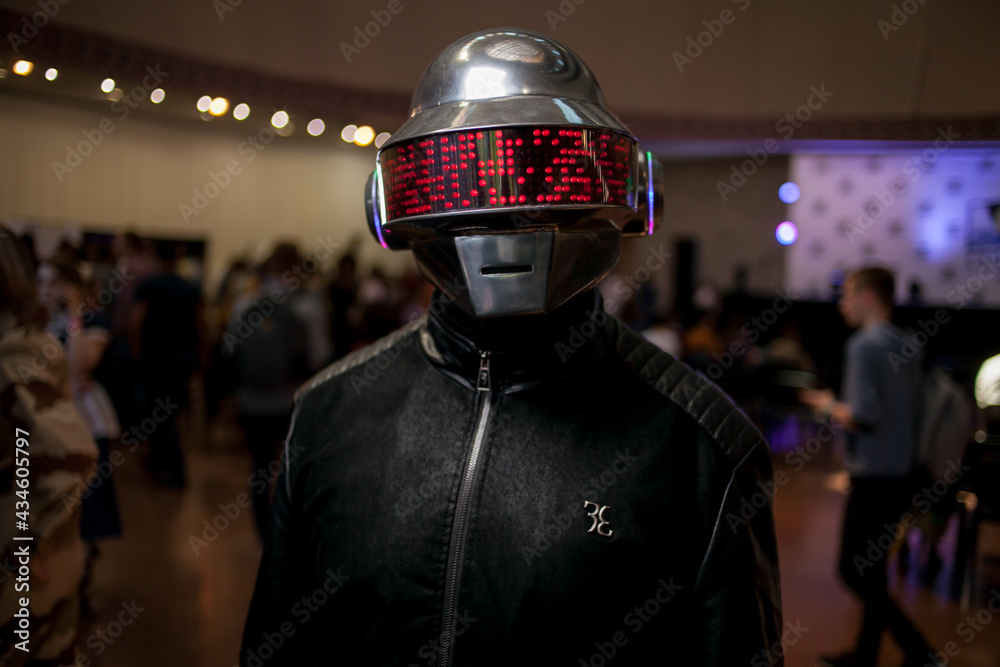 Obraz premium Kiev, Ukraine - May 20, 2018: Comic Con, an annual festival of geek culture in Kiev, Ukraine. Cosplayers in costumes. People in costumes of characters in the Daft Punk, Marvel, DC Universe