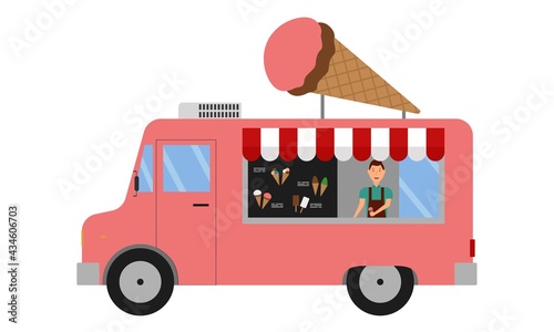 An ice cream van with a vendor