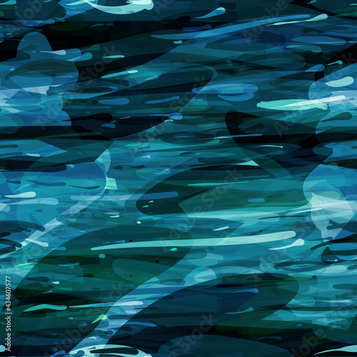 Blue seamless pattern with water effect. Abstract vector background for web page, banners backdrop, fabric, home decor, wrapping