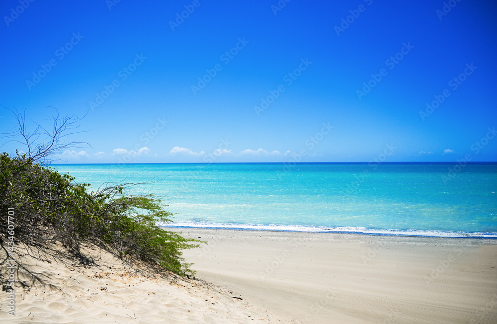 Desert landscape with sea near in Domican republic. Las Salinas, dunes. Travelling destination.Going on a tour Desert landscape with sea near in Domican republic. Las Salinas, dunes. Travelling destination.Going on a tour