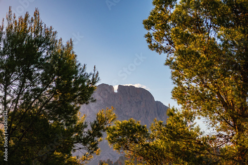 Mountainous landscape, with the Puig Campana mountain in the foreground, in Alicante (Spain).