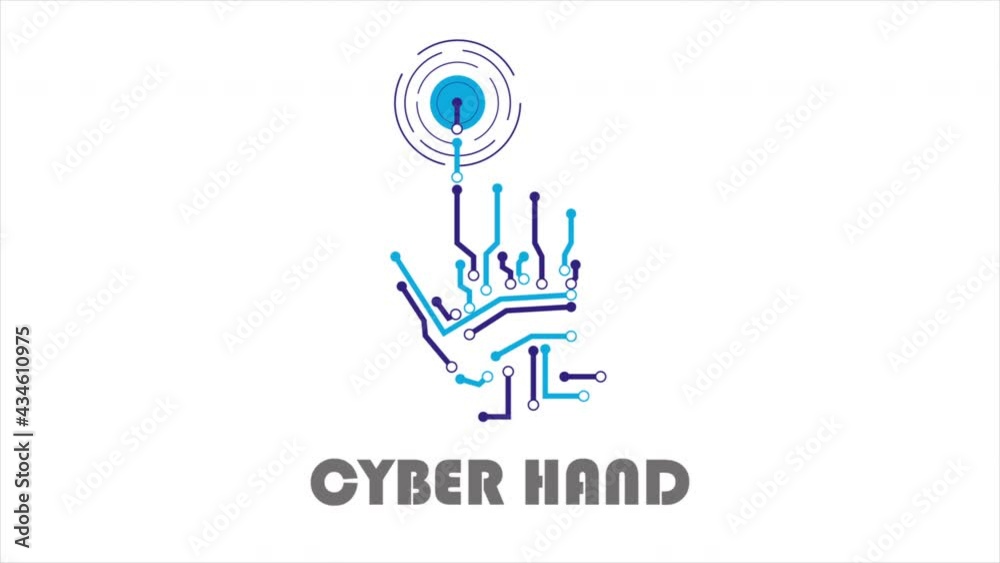 Logo for cyber hands, art video illustration.