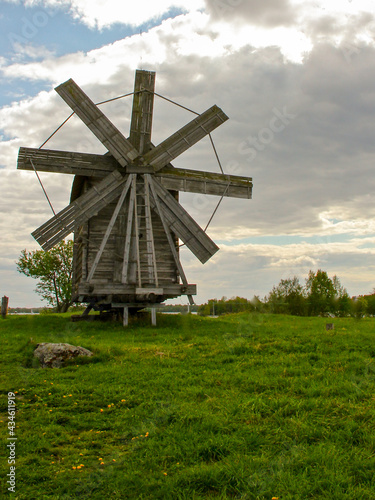 Old wooden windmill in Russia