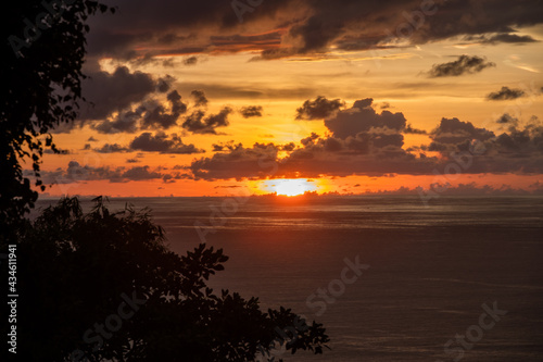 View of sunset on the Pacific coast of Manuel Antonio