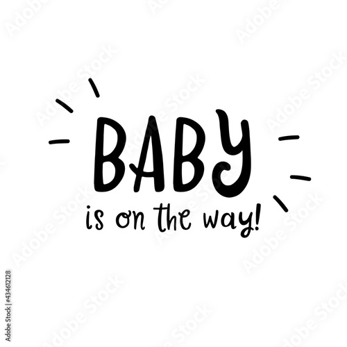 Baby is on the way announcement vector card.
