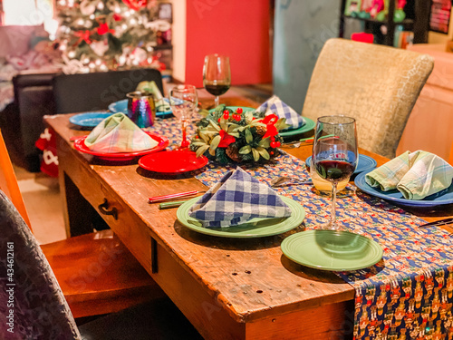 table setting in a home christmas