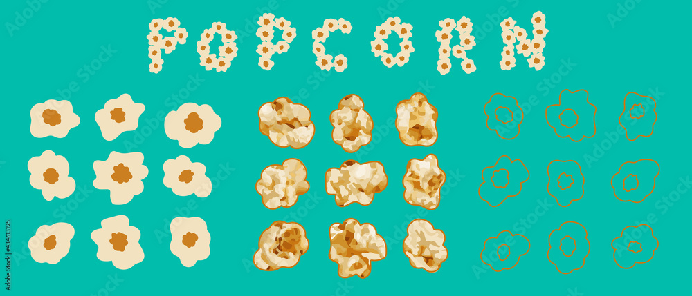 Set of popcorn grains for design. Vector eps10 Set of popcorn grains for design. Vector eps10