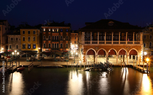 Night view of the Grand Canal. Ventian cityscape