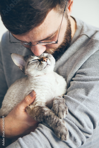 Canvas Print Sharing affection with cat