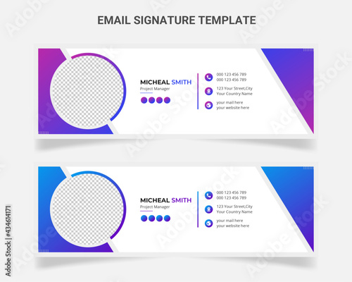 Email signature. Modern and minimalist Corporate mail, Personal business web  vector layout Template design.