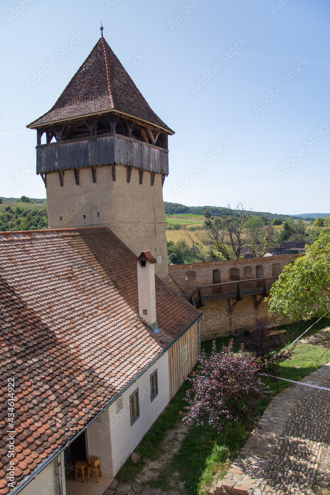 Fortified church from Alma Vii village, Moșna commune, Sibiu county, September 2020,view from the Tower