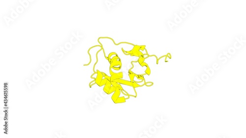 360º 3D rendering of a biological molecule. Nuclear magnetic resonance structure of the nucleic acid-binding domain of severe acute respiratory syndrome coronavirus nonstructural protein 3. photo