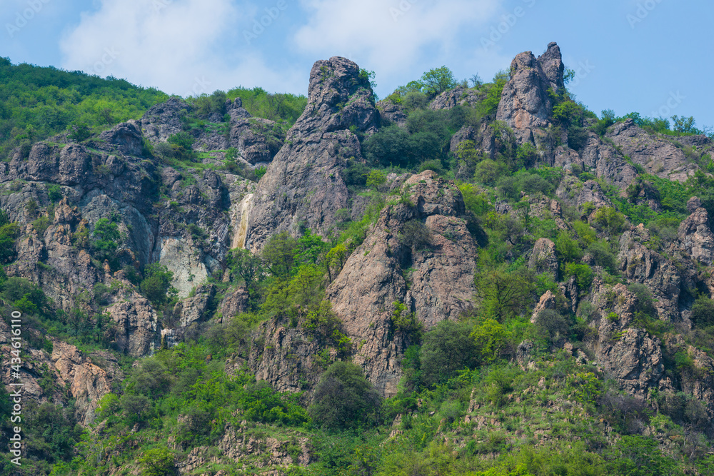 Rocky landscape with trees and mountains, Armenia