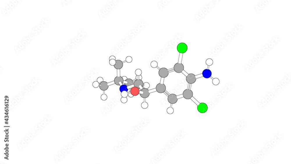 360º realistic 3D view of Clenbuterol as a seamless loop over a white opaque background with alpha mask. Also called planipart and clenbuterolum. 360º realistic 3D view of Clenbuterol as a seamless loop over a white opaque background with alpha mask. Also called planipart and clenbuterolum.