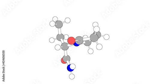 360º realistic 3D view of Levetiracetam as a seamless loop over a white opaque background with alpha mask. Also called keppra and keppra xr.