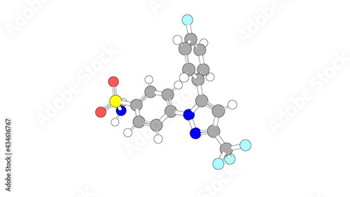 360º realistic 3D view of Mavacoxib as a seamless loop over a white opaque background with alpha mask. Also called yft7x7sr77 and mavacoxibum.