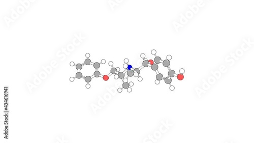 360º realistic 3D view of Isoxsuprine as a seamless loop over a white opaque background with alpha mask. Also called vasodilian and dilavase.