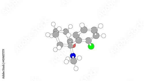 360º realistic 3D view of Ketamine as a seamless loop over a white opaque background with alpha mask. Also called ketaject and ketalar.