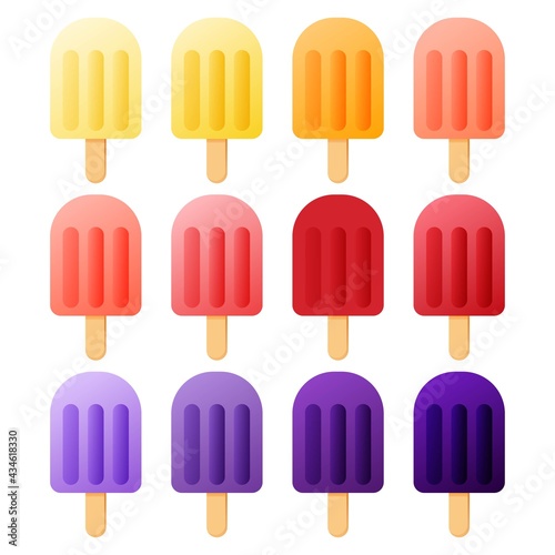 Ice cream picture. Vector picture. Ice cream stick icon. Pink Ice cream. Ice cream set.