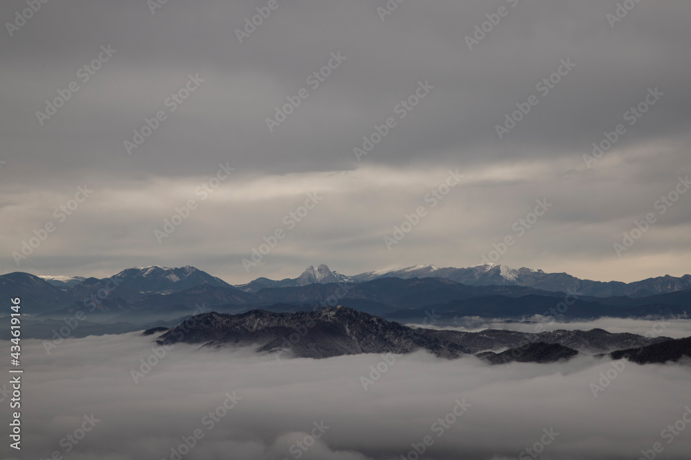 winter landscape showing Pedraforca mountain