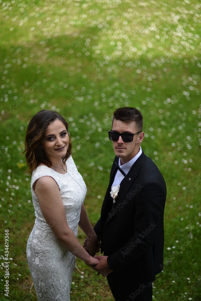 Beautiful wedding couple, Luxury married wedding couple, bride and groom posing in old city