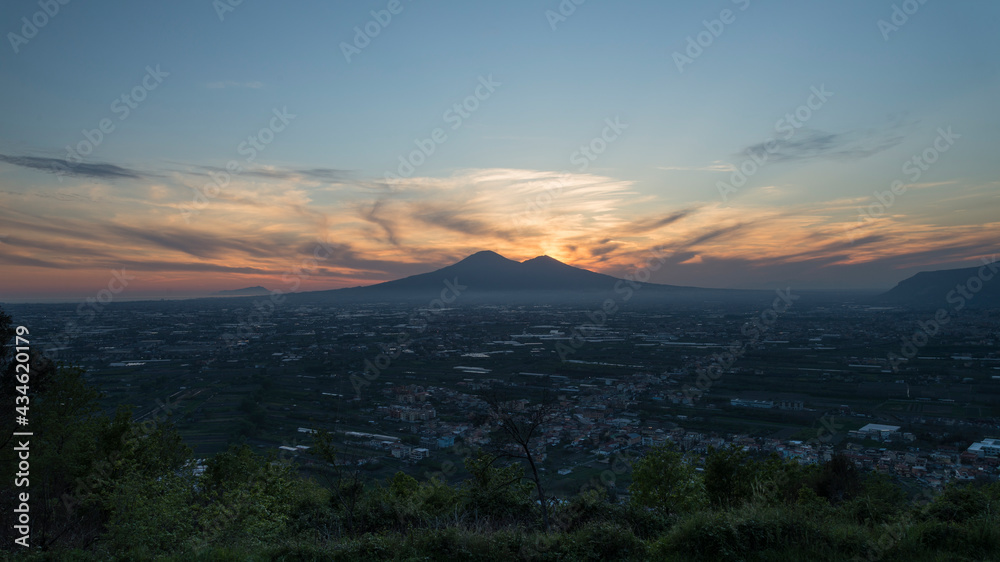 Window on Vesuvius at sunset