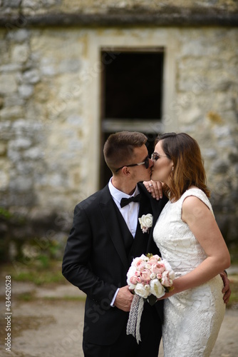 Beautiful wedding couple, Luxury married wedding couple, bride and groom posing in old city