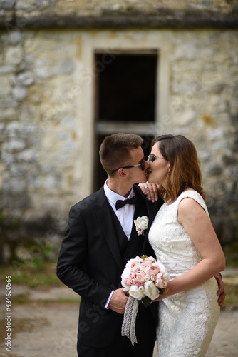 Beautiful wedding couple, Luxury married wedding couple, bride and groom posing in old city