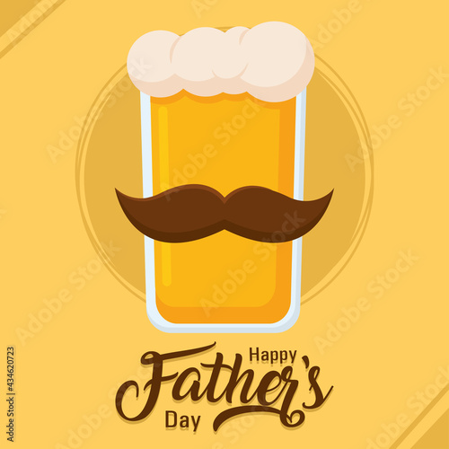 Isolated beer glass with a mustache Father day