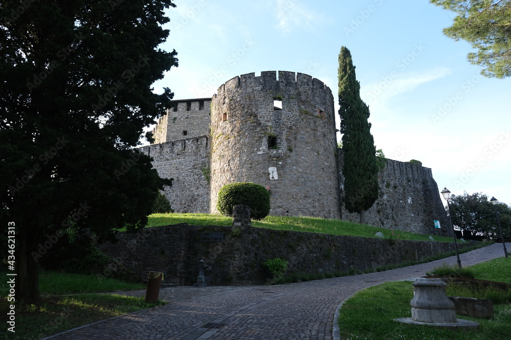 Gorizia, Italy. The castle. It stands between the walls of the ancient village, what medieval sources cite as Upper Land. Friuli Venezia Giulia. Sunny spring afternoon day.