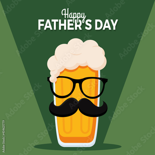 Isolated beer glass with a mustache Father day