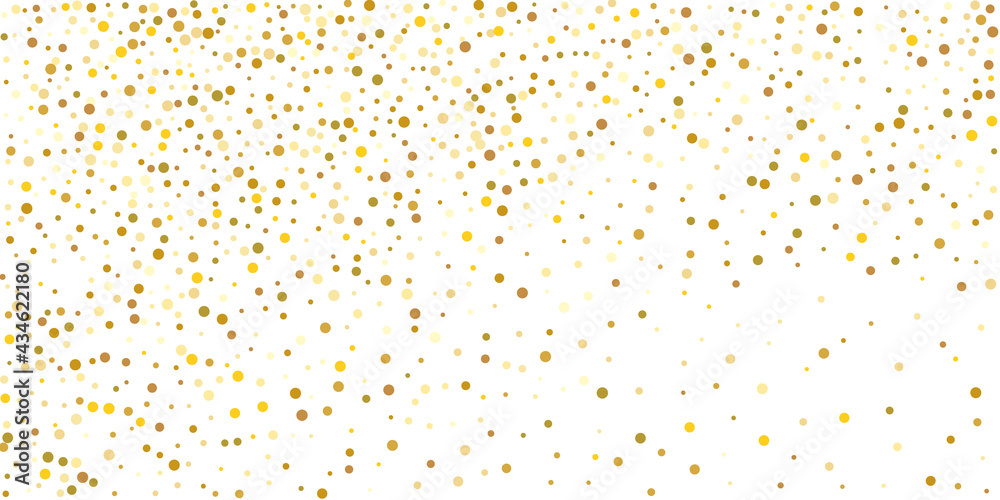 Golden glitter confetti on a white background. Luxury festive background. Decorative element. Element of design. Vector illustration, EPS 10.
