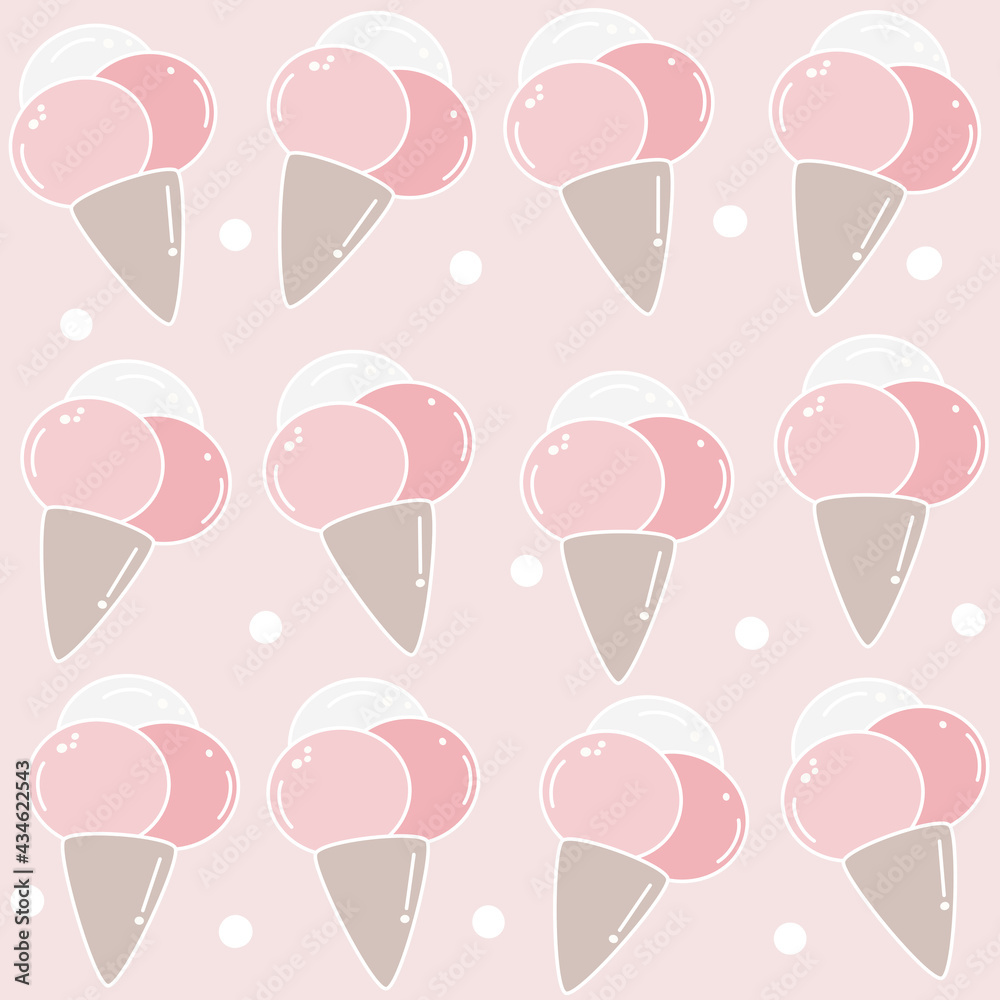 Cute lovely summer seamless vector pattern background illustration with cone ice creams Cute lovely summer seamless vector pattern background illustration with cone ice creams