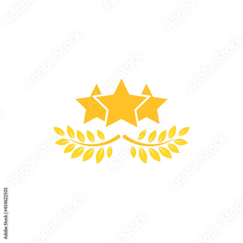 Valid Seal icon. Golden star with win laurel. Isolated on white