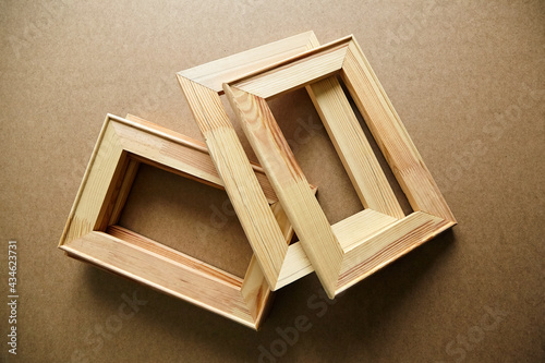 Stretcher bars. Stacked wooden frames photo