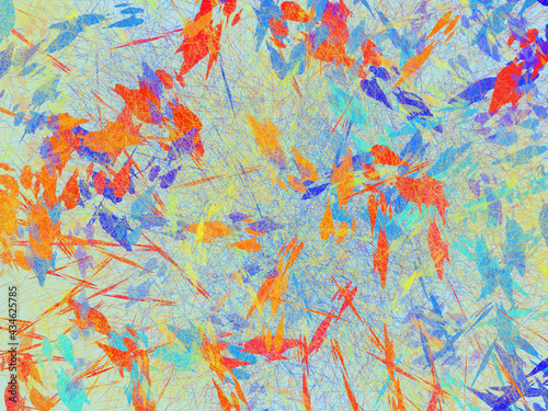 Multicolored leaves of abstract background with crackle.