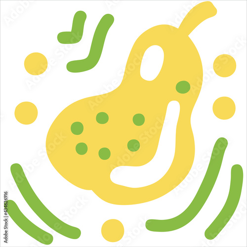 Simple doodle of pear. Cartoon style. Hand drawn vector illustration. Design for T-shirt, textile and prints. 