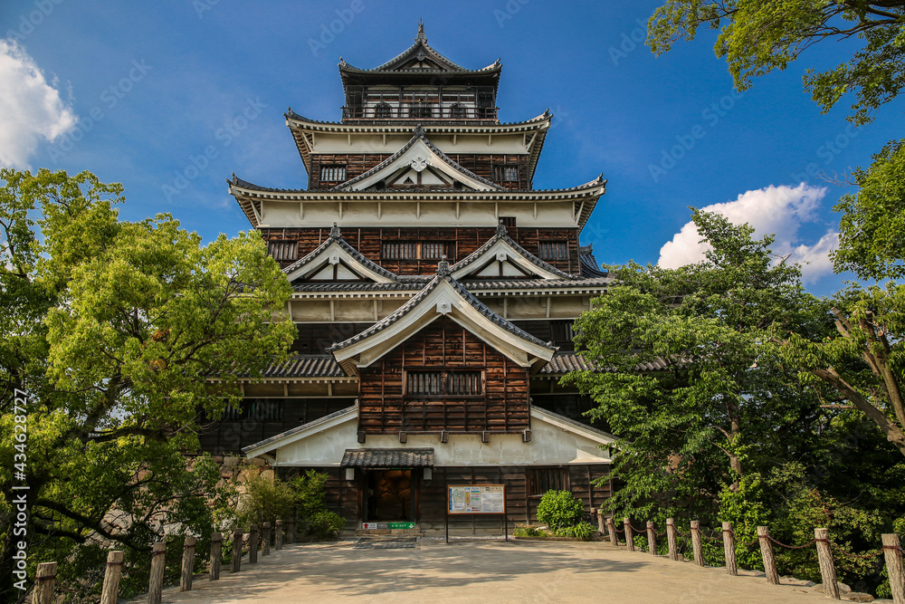 Hiroshima Castle, a feudal Japanese fort also known as Carp Castle, Japan. Hiroshima Castle, a feudal Japanese fort also known as Carp Castle, Japan.