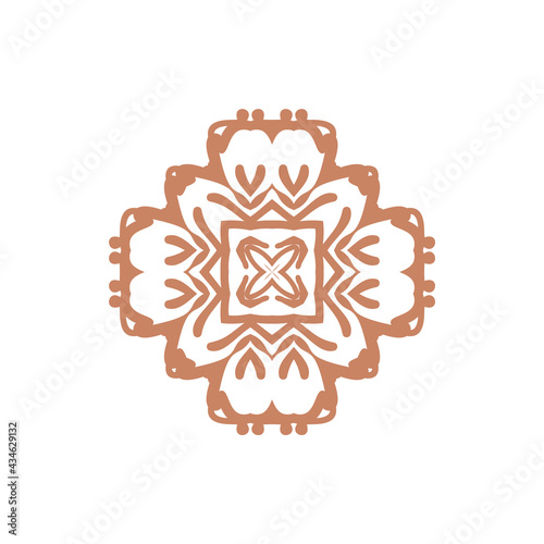 Naive carved doodle neutral foral motif icon. Cute rustic folk silhouette illustration clipart. Decorative hand carved lino unisex sticker. Isolated minimal gender neutral. Vector design element
