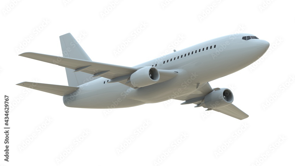 Commercial Passenger Plane in Air on White Aviation Cargo Service Commercial Passenger Plane in Air on White Aviation Cargo Service