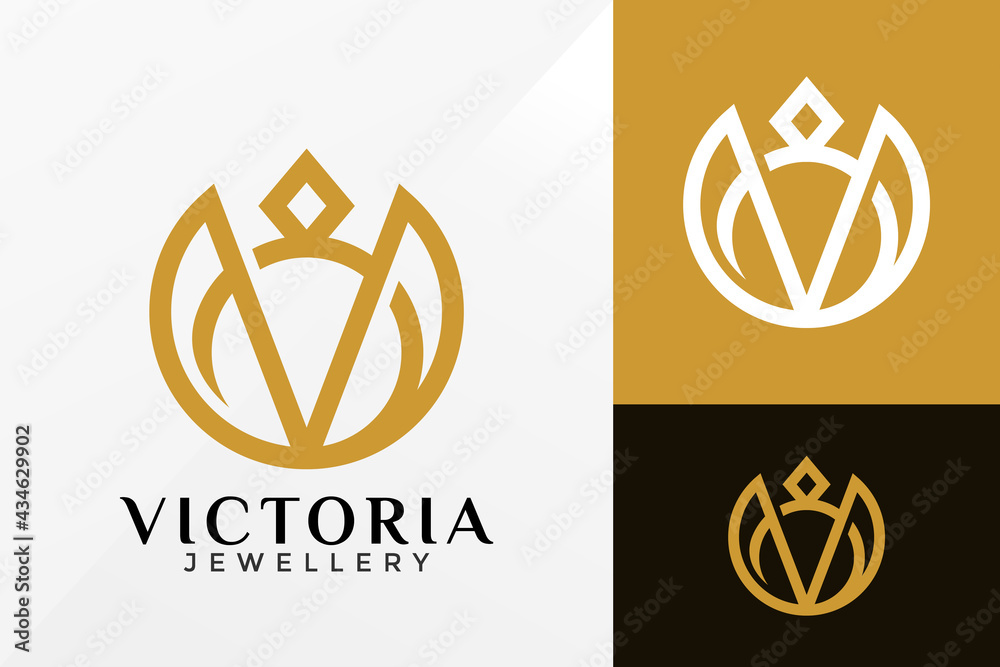Letter V Diamond Jewellery Logo Design, Brand Identity logos vector, modern logo, Logo Designs