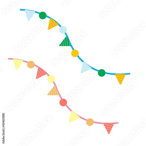 Birthday party garlands for boys and girls. Vector illustration.
