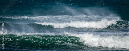 Oceans waving breaking in storm at sea 