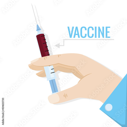 Covid-19 vaccine in a syringe Vaccination time - Vector