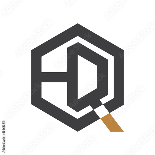 Creative abstract letter qh logo design. Linked letter hq logo design.