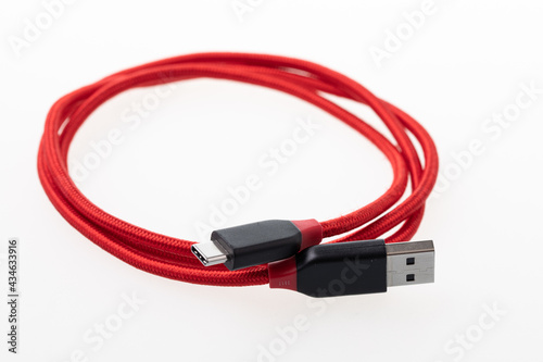 Usb type c cable in red color