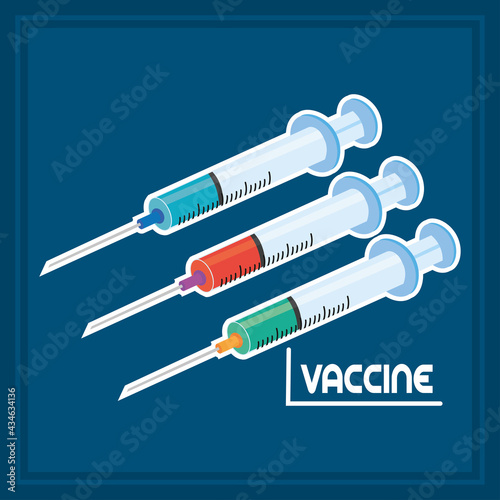 Covid-19 vaccine in a syringe Vaccination time - Vector