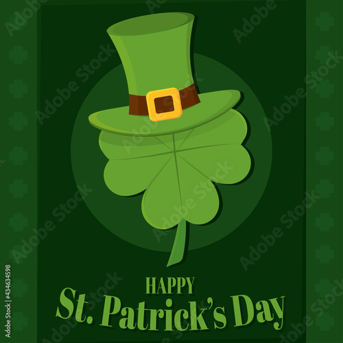 Irish hat and lucky clover Saint patricks day Vector illustration