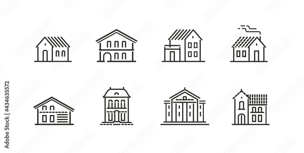Building icon set. Real estate, house symbol. Vector illustration