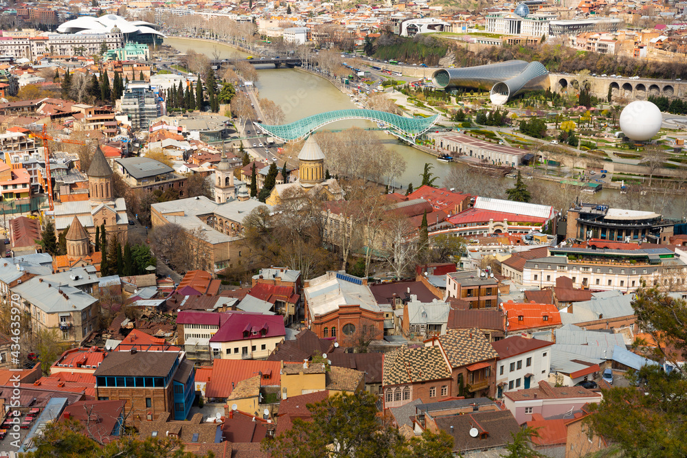 View of the historical center of the city Tbilisi from the Narikala Fortess, the capital of Georgia